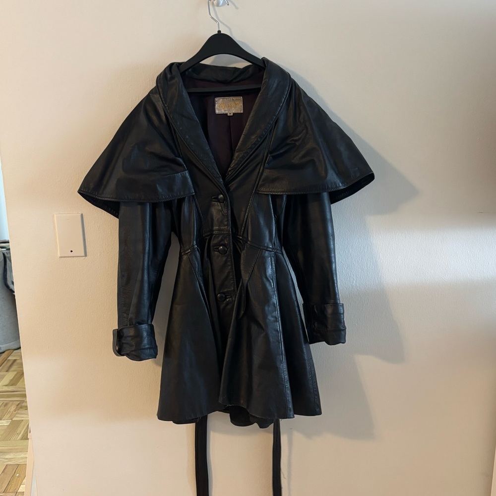 Vintage Genuine Leather Martani Coat- Black